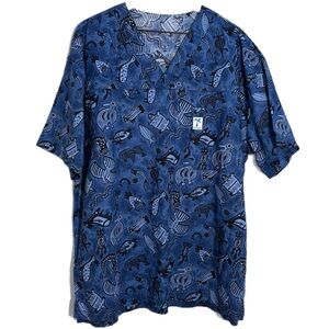 Scrub Med Nautical Blue Men's L Short Sleeve Scrub shirt Medical.